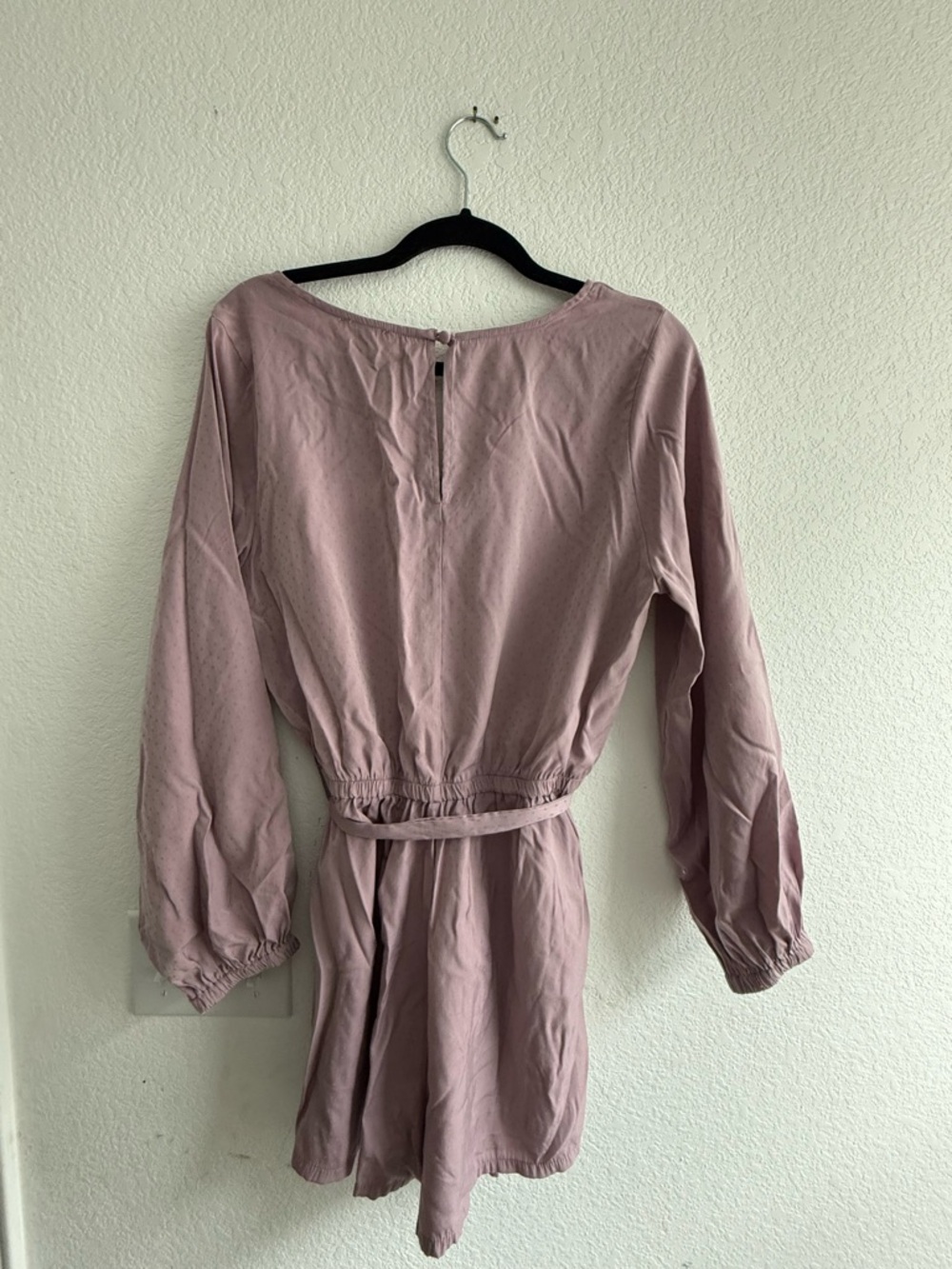 Kori Mauve V-Neck Tie-Waist Long Sleeve Tunic Romper - Picture 2 of 5